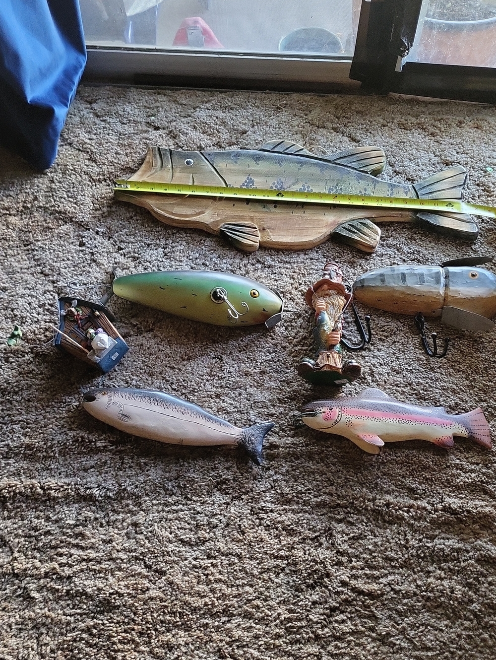Lot Of 7 Rustic Fishing Decore